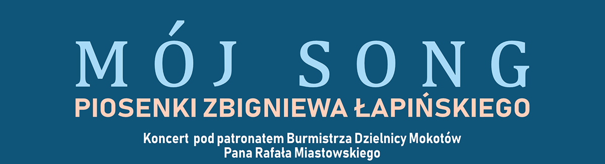 Biały napis na niebieskim tle Mój Song