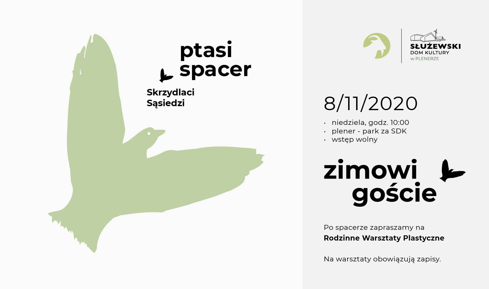 Grafika przedstawia zielonego ptaka i tekst informacyjny zamieszczony w artykule.