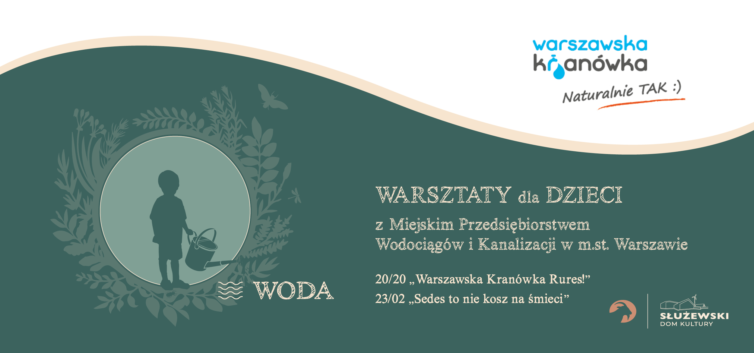 Baner promujący warsztaty MPiK dla dzieci.