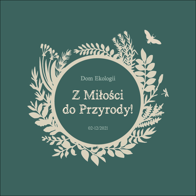 Symbol programu Dom Ekologii. Schematyczny wieniec z roślin.
