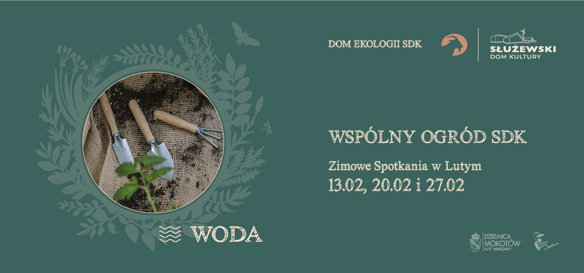 Baner graficzny promujący trzy zimowe spotkania we Wspólnym Ogrodzie.