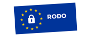 Na ikonie widoczne żółte gwiazdy na niebieskim tle (flaga Unii Europejskiej), a w środku okręgu z gwiazdek znajduje się kłódka. Link prowadzi do podstrony zawierającej informacje dot. RODO