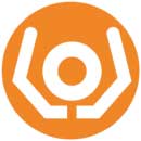 Logo MAM to! kategorii #słowo":  w kole schematyczne ramiona w górze i głowa w formie kółka