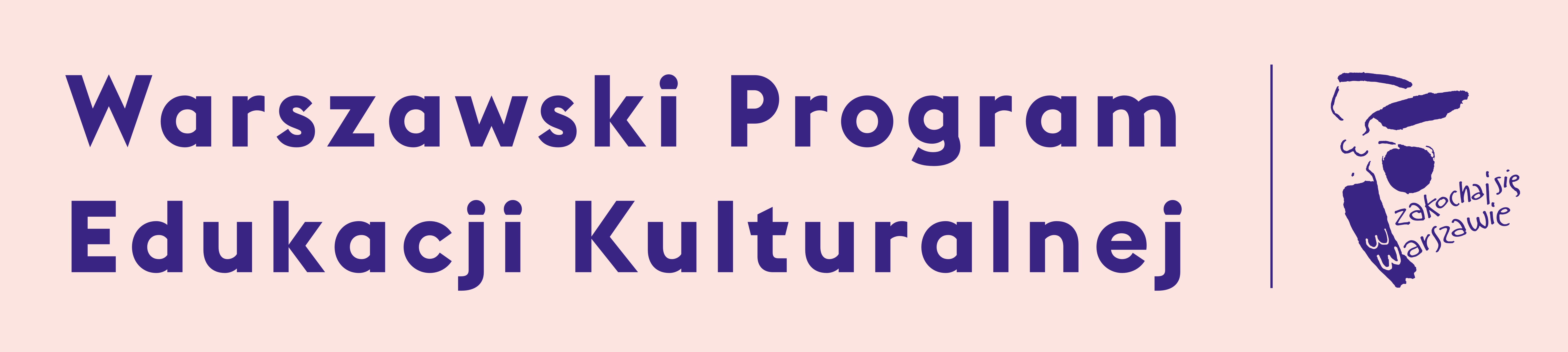 Logotyp WPEK - niebieskie litery na różowym tle