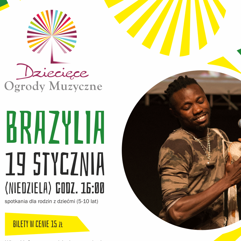 Na grafice fragment plakatu wydarzenia. Ilustracje kolorowych wachlarzy, zdjęcie czarnoskórego mężczyzny oraz tytuł wydarzenia, data oraz miejsce.