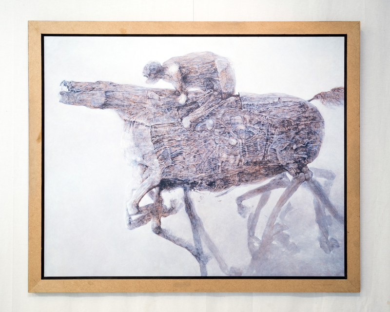 Zdjęcie ukazujące obraz Artysty - wizja jeźdzca na koniu (dżokej?).