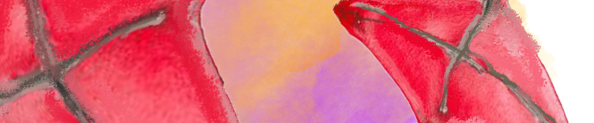 Akwarela przedstawiająca dwa czerwone latawce