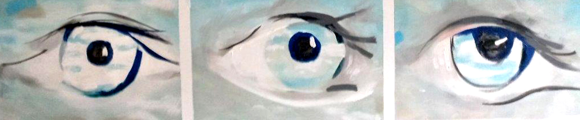 Obraz przedstawiający wiele oczu, z których każde jest inne.