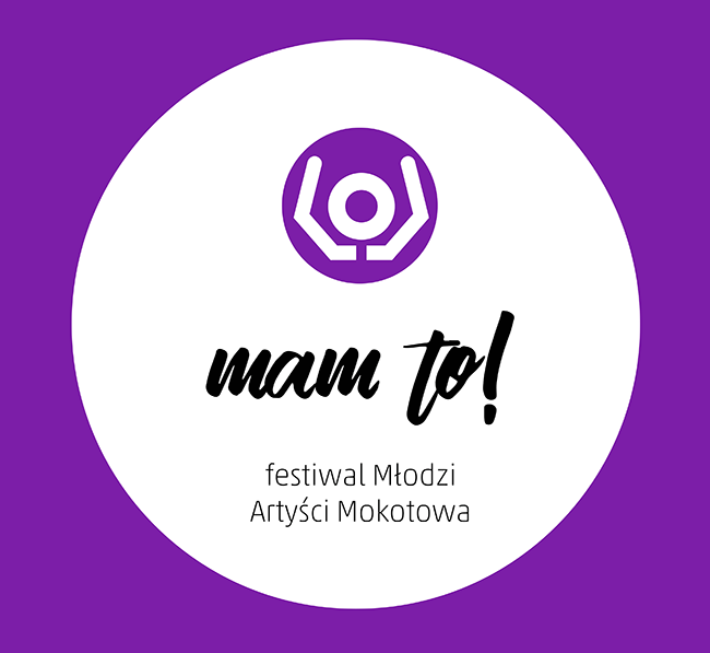 Logo Festiwalu Mam to!. Dominujący kolor fioletowy identyfikujący kategorie #dźwięk