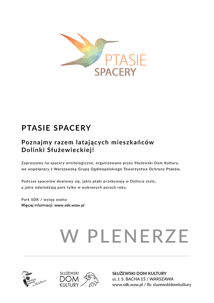 Plakat reklamowy. Na plakacie widoczny jest znak graficzny wydarzenia. Jest to kształt lecącego ptaka w różnych kolorach. 