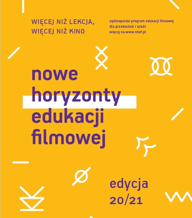 grafika reklamowa edukacji filmowej z hasłem przewodnim projektu: Więcej niż lekcja, więcej niż kino